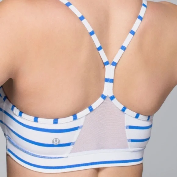 LULULEMON Blue & White Stripe Flow Y Bra size 4 - Picture 3 of 11